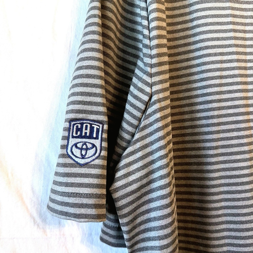 RLX Ralph Lauren Polo Shirt Large Grey Striped Performance Golf Short Sleeve‎ - Picture 7 of 9